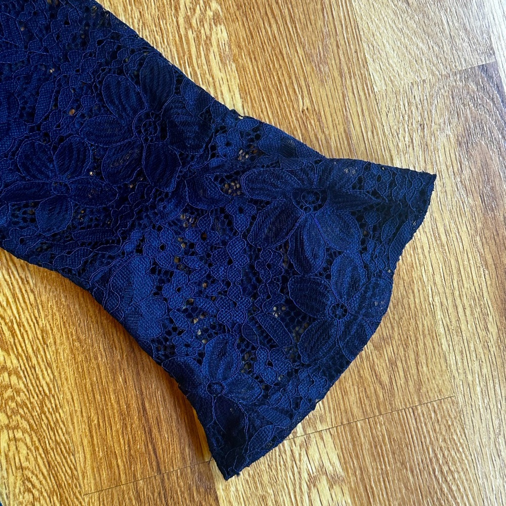 NWT Ellen Weaver ladies Navy Lace Flounce Hem dress size medium or 8 10 - Picture 3 of 6